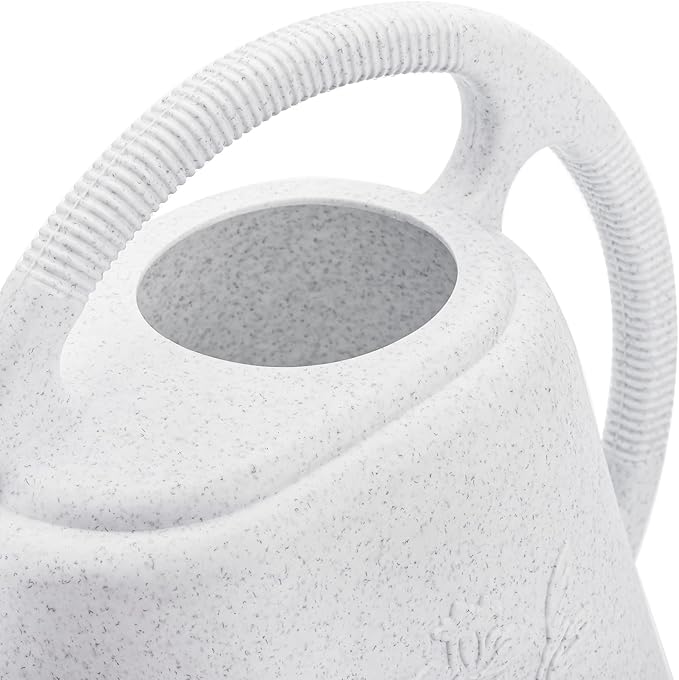 Light Gray Gardening Watering Can with Floral Patterns: Aesthetic and Practical, Aiding Plant Care